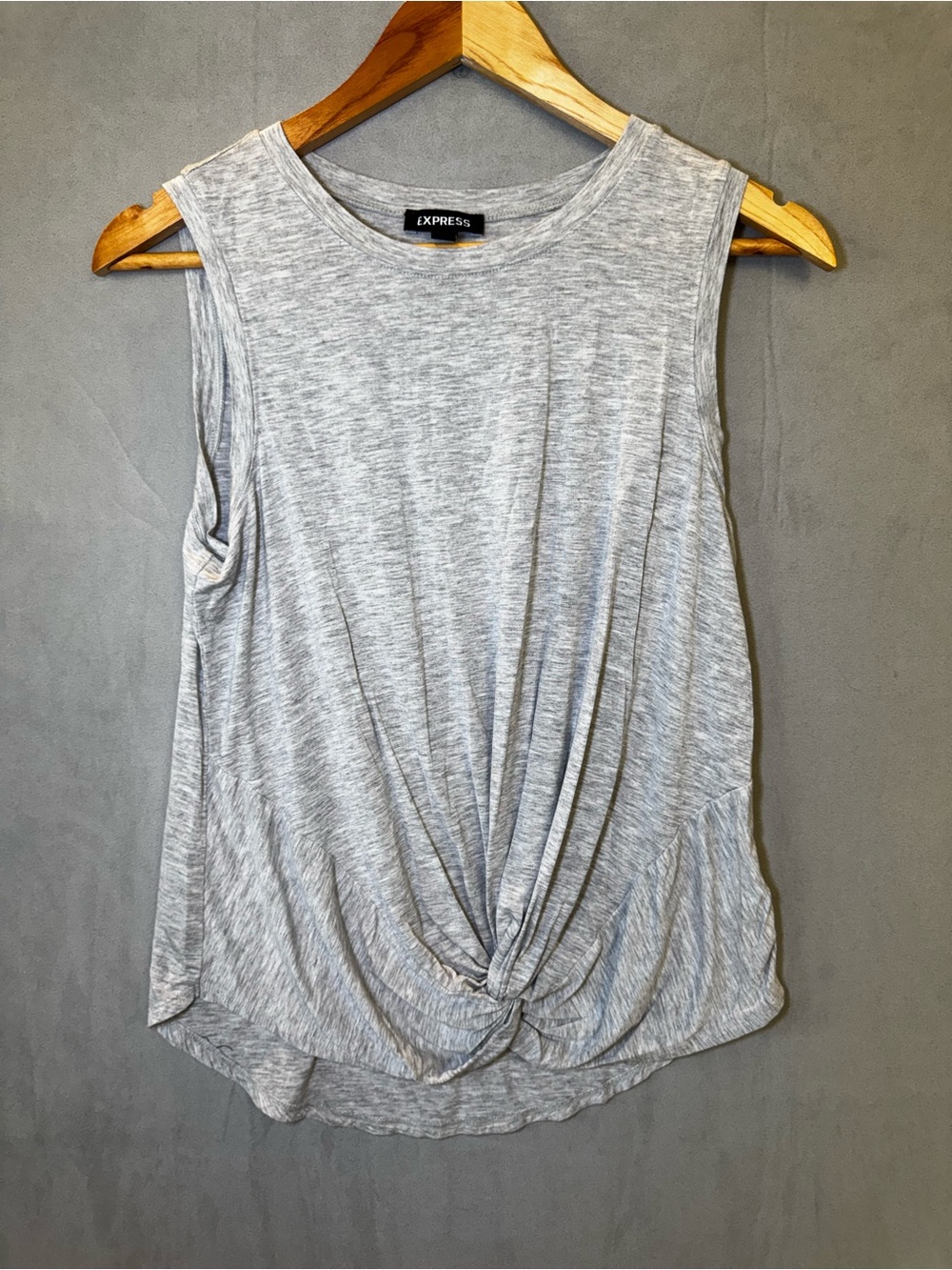 Express Twist Front Tank Top M Gray Sleeveless Draped Stretch Y2K Casual